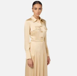 Cinture|Elisabetta Franchi Micro cintura con catena infilata Avorio