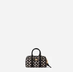 Valigeria|Borse A Mano|Elisabetta Franchi Mini Bauletto Monogram Travel Nero/Burro