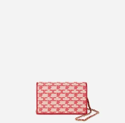 Borse A Tracolla|Elisabetta Franchi Mini Tracolla Monogram Burro/Rosso