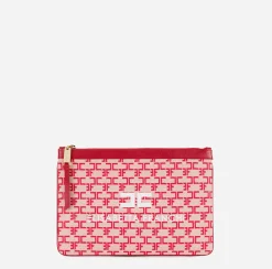 Clutch|Elisabetta Franchi Mini Trousse Monogram Burro/Rosso