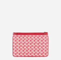 Clutch|Elisabetta Franchi Mini Trousse Monogram Burro/Rosso
