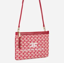 Clutch|Elisabetta Franchi Mini Trousse Monogram Burro/Rosso