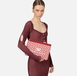 Clutch|Elisabetta Franchi Mini Trousse Monogram Burro/Rosso