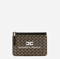 Clutch|Elisabetta Franchi Mini Trousse Monogram Liquirizia/Nero