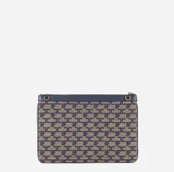 Clutch|Elisabetta Franchi Mini Trousse Monogram Cammello/Blu