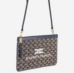 Clutch|Elisabetta Franchi Mini Trousse Monogram Cammello/Blu