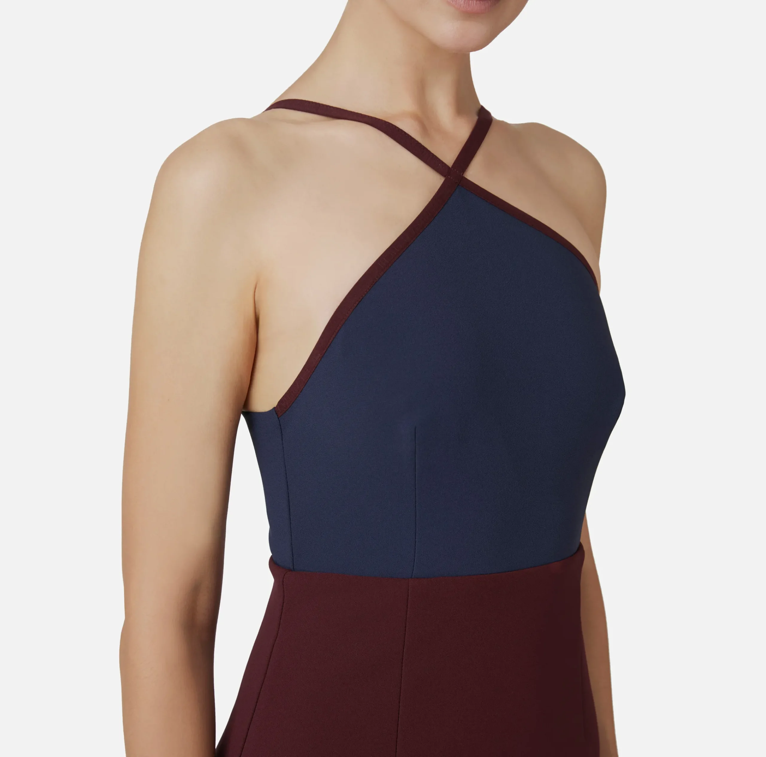 Mini Abiti|Abiti|Elisabetta Franchi Miniabito bicolor in crêpe stretch con elastico logato Navy/RougeNoir