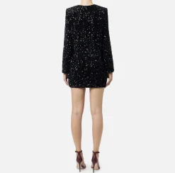 Red Carpet|Abiti Red Carpet|Elisabetta Franchi Miniabito boxy in ciniglia ricamata con pailettes Nero