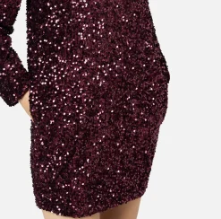 Red Carpet|Abiti Red Carpet|Elisabetta Franchi Miniabito boxy in ciniglia ricamata con pailettes RougeNoir