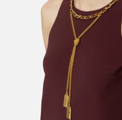 Mini Abiti|Abiti|Elisabetta Franchi Miniabito boxy in crêpe con collana RougeNoir
