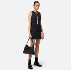 Mini Abiti|Abiti|Elisabetta Franchi Miniabito boxy in crêpe con collana Nero