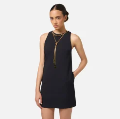 Mini Abiti|Abiti|Elisabetta Franchi Miniabito boxy in crêpe con collana Nero