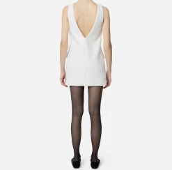 Mini Abiti|Abiti|Elisabetta Franchi Miniabito boxy in crêpe con tasche Avorio