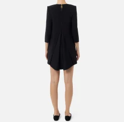 Mini Abiti|Abiti|Elisabetta Franchi Miniabito boxy in crêpe con inserto in vela Nero