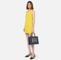 Mini Abiti|Abiti|Elisabetta Franchi Miniabito boxy in crêpe fluido con scollo e fiocco Mimosa