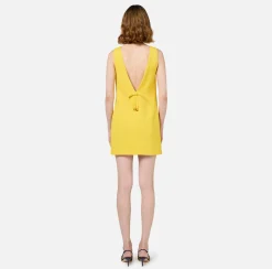 Mini Abiti|Abiti|Elisabetta Franchi Miniabito boxy in crêpe fluido con scollo e fiocco Mimosa