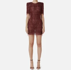 Abiti|Abiti Red Carpet|Elisabetta Franchi Miniabito boxy in tulle ricamato con paillettes RougeNoir