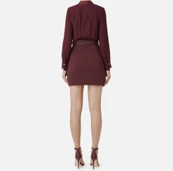 Mini Abiti|Abiti|Elisabetta Franchi Miniabito con camicia incrociata e gonna con tasche RougeNoir