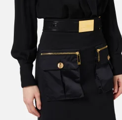 Mini Abiti|Abiti|Elisabetta Franchi Miniabito con camicia incrociata e gonna con tasche Nero