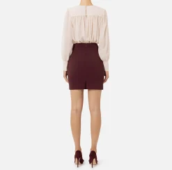 Mini Abiti|Abiti|Elisabetta Franchi Miniabito in crêpe con blusa in georgette Lattice/RougeNoir