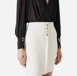 Mini Abiti|Abiti|Elisabetta Franchi Miniabito in crêpe con blusa in georgette Nero/Burro