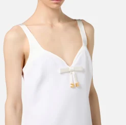 Mini Abiti|Abiti|Elisabetta Franchi Miniabito in crêpe con scollo a cuore in raso Avorio