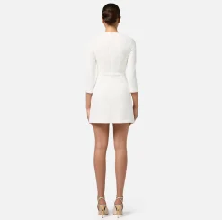 Mini Abiti|Abiti|Elisabetta Franchi Miniabito in crêpe con stemma ricamato Avorio