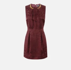 Mini Abiti|Abiti|Elisabetta Franchi Miniabito in crêpe jaquard lettering RougeNoir