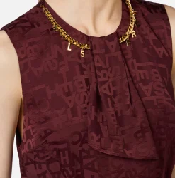 Mini Abiti|Abiti|Elisabetta Franchi Miniabito in crêpe jaquard lettering RougeNoir