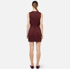 Mini Abiti|Abiti|Elisabetta Franchi Miniabito in crêpe jaquard lettering RougeNoir