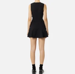 Mini Abiti|Abiti|Elisabetta Franchi Miniabito in crêpe stretch con cinturini Nero