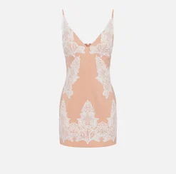 Mini Abiti|Abiti|Elisabetta Franchi Miniabito in fresco lana con pizzo PeachRose