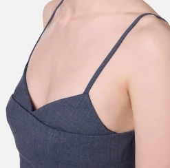 Mini Abiti|Abiti|Elisabetta Franchi Miniabito in fresco lana mélange con cintura Navy