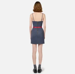 Mini Abiti|Abiti|Elisabetta Franchi Miniabito in fresco lana mélange con cintura Navy