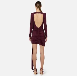 Mini Abiti|Abiti|Elisabetta Franchi Miniabito in jersey drappeggiato con accessorio gioiello RougeNoir