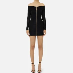 Abiti|Mini Abiti|Elisabetta Franchi Miniabito in jersey lurex con zip Nero