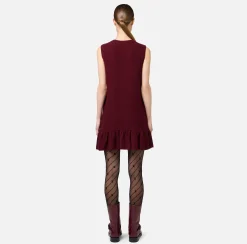 Mini Abiti|Abiti In Maglia|Elisabetta Franchi Miniabito in lana bouclé con tasche in vela tecnica RougeNoir