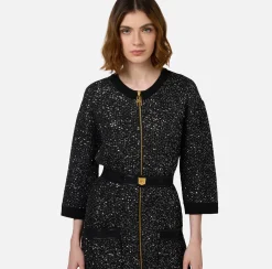 Mini Abiti|Abiti In Maglia|Elisabetta Franchi Miniabito in lana con filo paillettes Nero/Silver