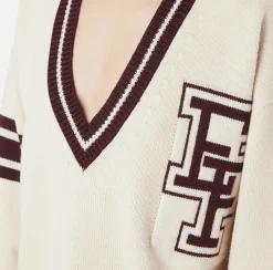 Abiti In Maglia|Mini Abiti|Elisabetta Franchi Miniabito in lana tipo college Burro/RougeNoir