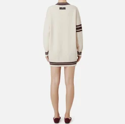 Abiti In Maglia|Mini Abiti|Elisabetta Franchi Miniabito in lana tipo college Burro/RougeNoir