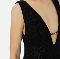 Mini Abiti|Abiti|Elisabetta Franchi Miniabito in tweed laminato Nero