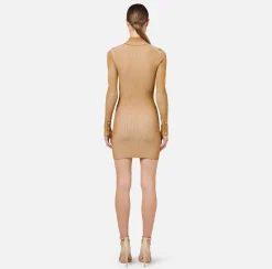 Mini Abiti|Abiti In Maglia|Elisabetta Franchi Miniabito in viscosa a costine con cut-out RougeNoir/Blush