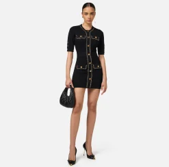 Mini Abiti|Abiti In Maglia|Elisabetta Franchi Miniabito in viscosa con catena Nero