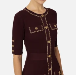 Mini Abiti|Abiti In Maglia|Elisabetta Franchi Miniabito in viscosa con catena RougeNoir