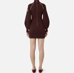 Abiti In Maglia|Mini Abiti|Elisabetta Franchi Miniabito in viscosa con patch logo RougeNoir/Burro