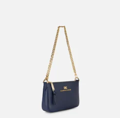 Borse A Spalla|Elisabetta Franchi Miniborsa a tracolla in pelle con lettering Navy
