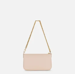 Borse A Spalla|Elisabetta Franchi Miniborsa a tracolla in pelle con lettering Carne