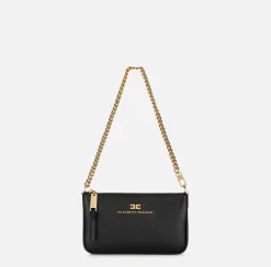 Borse A Spalla|Elisabetta Franchi Miniborsa a tracolla in pelle con lettering Nero