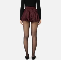 Gonne|Elisabetta Franchi Minigonna a palloncino in nylon tecnico con cintura RougeNoir