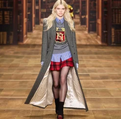 Gonne|Elisabetta Franchi Minigonna a pieghe in tartan di lana RedPassion/Nero